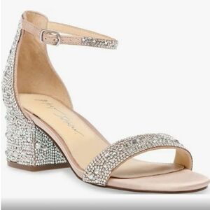 Blue by Betsey Johnson Mari Rhinestone Block Heel Dress Sandals Women's Size 6 W